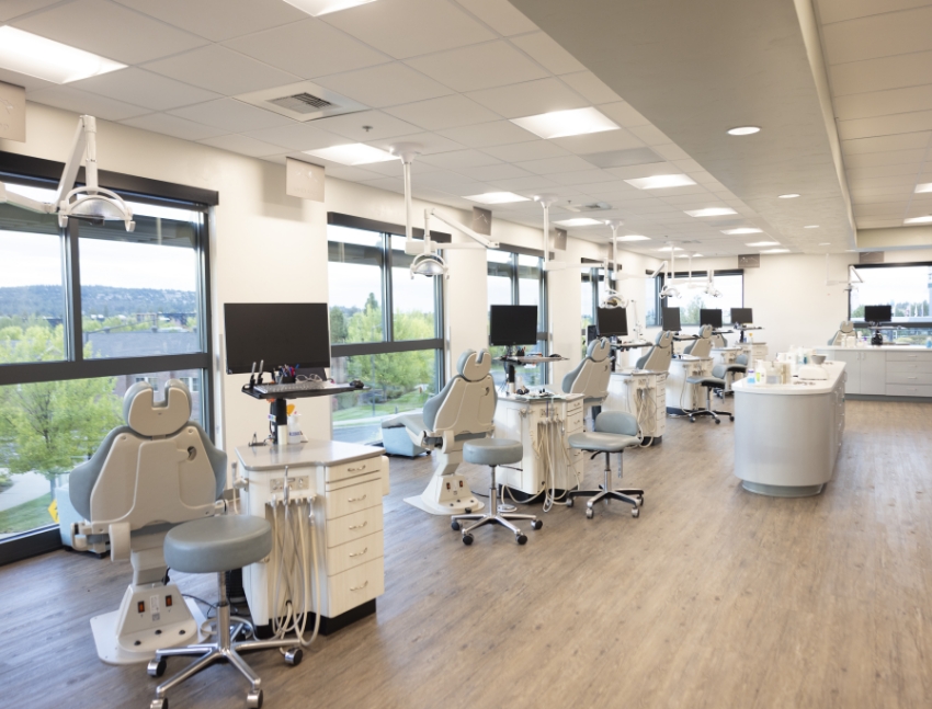 Row of treatment chairs in a Bend orthodontic office