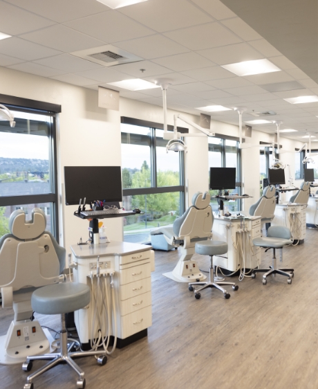 Row of orthodontic treatment chairs
