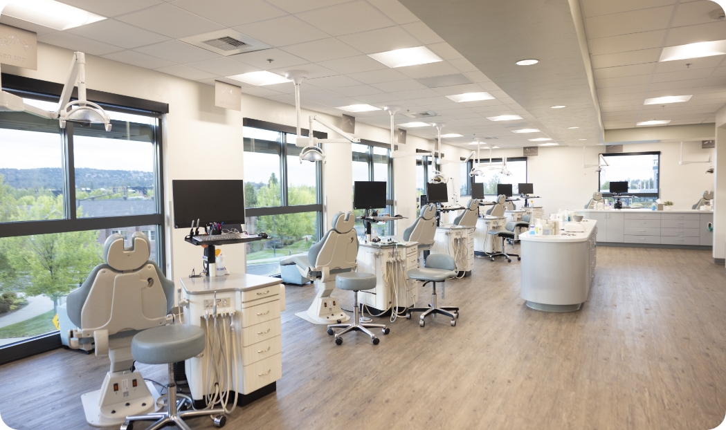 Row of orthodontic treatment chairs