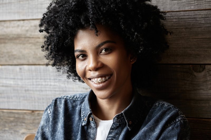 Woman smiling with braces